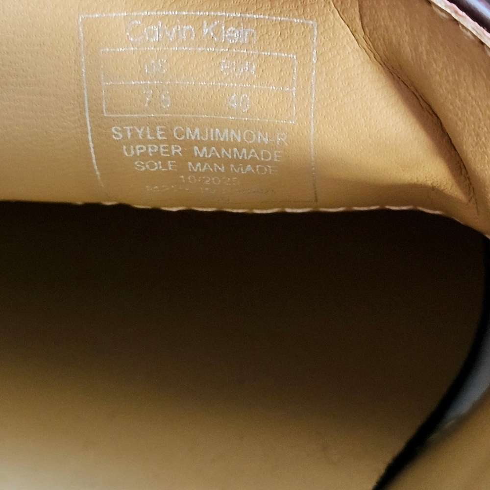 New Calvin Klein Brown Slip On Loafer Faux Leather Dress Shoe Mens 7.5 Work Prom - Picture 5 of 7